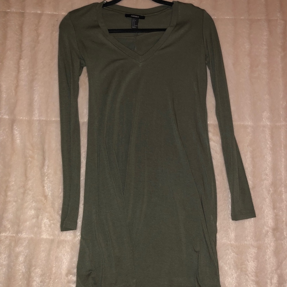 Long sleeve olive dress